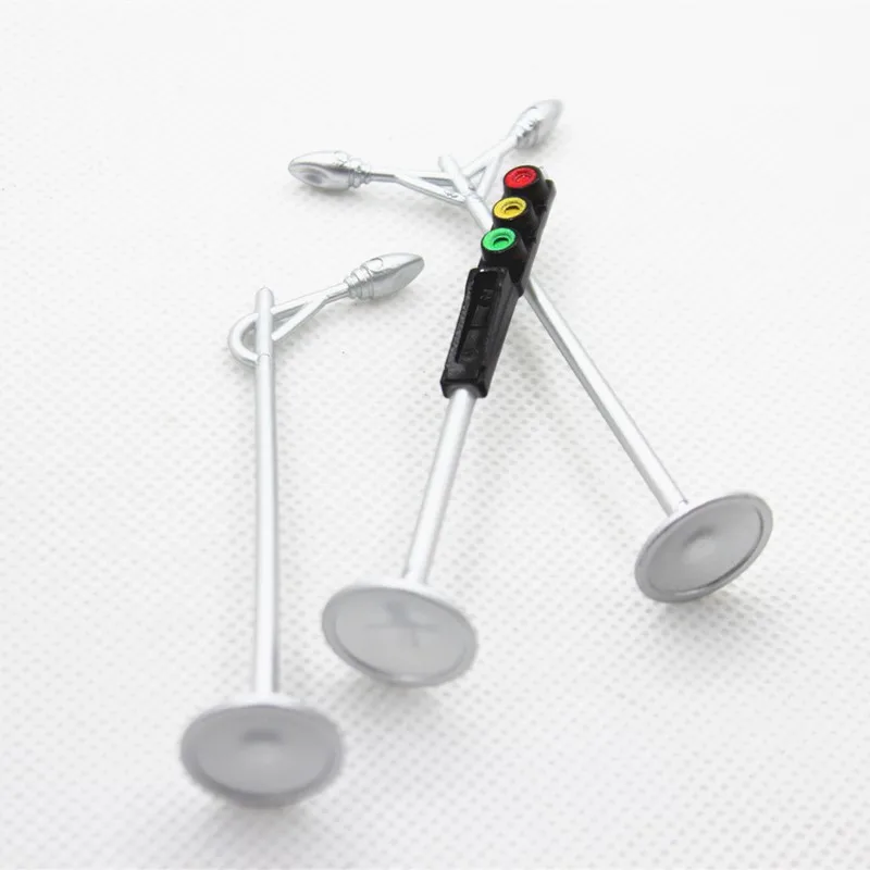 Miniature Traffic Light Model Street Lamp Simulation Street Scene View Toys Decor DIY City Micro Landscape Material 3pcs/lot