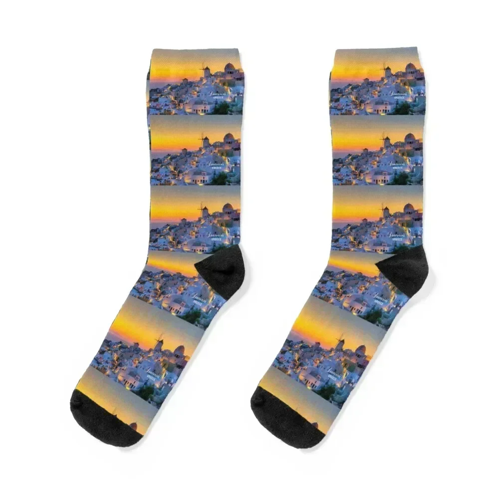 

Santorini, Greece - Spectacular Sunset at Oia Socks valentine gift ideas Toe sports colored Male Socks Women's