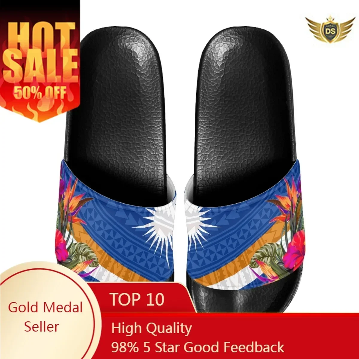 Belidome Polynesia Women's Slippers Marshall Island Kwajalein Flag Summer Home Bathroom Sandals For Ladies Flats Shoes Woman