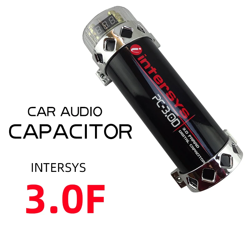 

Автомобильный аудиоконденсатор с цифровым дисплеем INTERSYS PC-3.0D, электролитический гибридный конденсатор для автомобильной аудиосистемы
