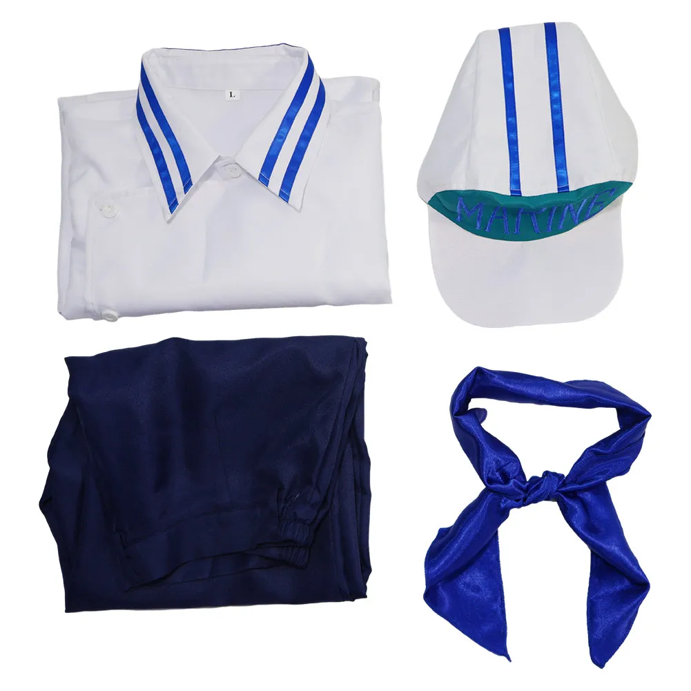 Traje de Cosplay marino de Anime Piece para hombres, sombreros de fantasía, Tops, pantalones, accesorios, traje de Carnaval de Halloween, Roleplay