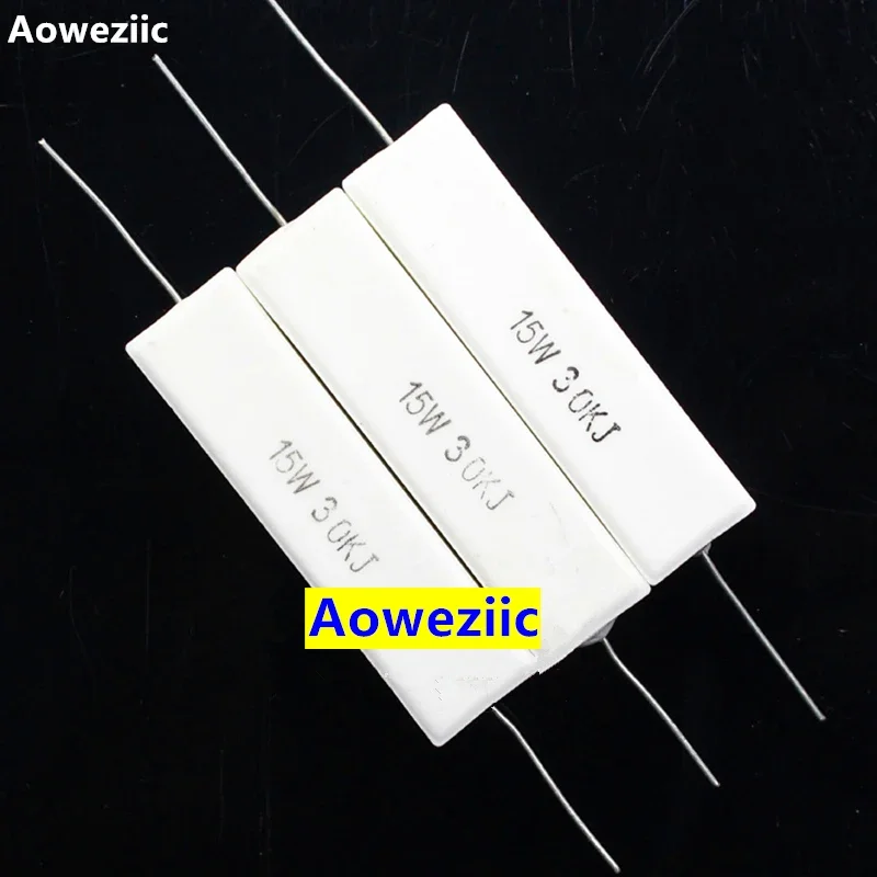 10Pcs 15W30KJ 15W 30K RX27 Horizontal cement resistor 15W 30K ohm 15W30K 30000R Ceramic Resistance precision 5% Power resistance