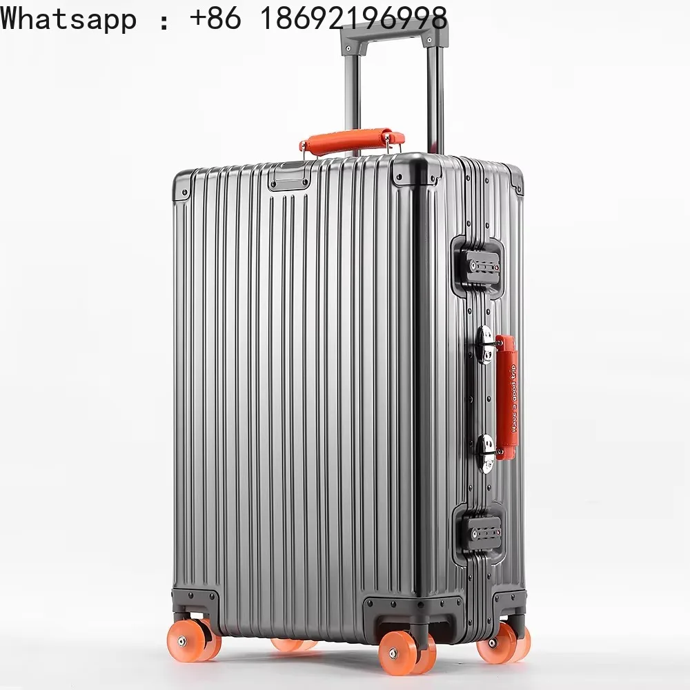 20''/24''/29'' All Aluminum-magnesium Alloy Suitcase Leather Handle Travel Case Bags Rolling Luggage with Spinner Wheel TSA Lock