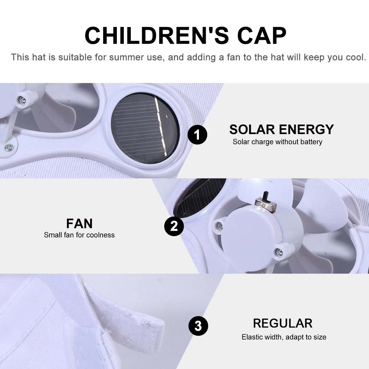 

1pc Fan Hat Kids Summer Sun Block Cap Cotton Material Storage Children Outdoor Party Hat Summer Supplies