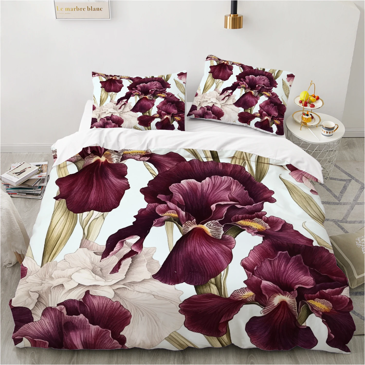 

Romantic Purple Rose Bedding Set Duvet Cover Set, Queen Size 200x200 240x220, Bed Linen - Microfiber Fabric for Luxury Comfort