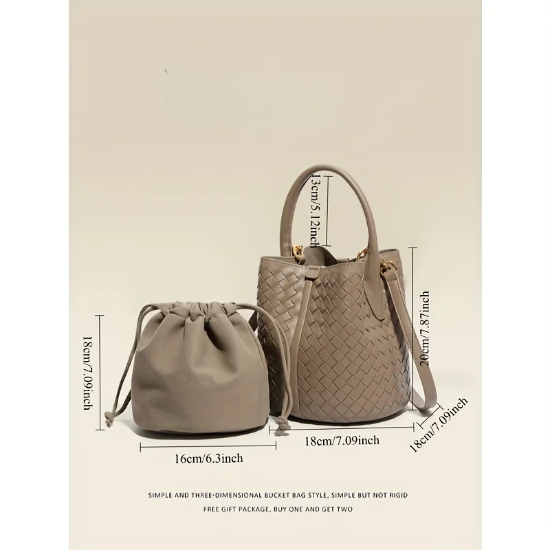 حقائب دلو منسوجة يدويًا للنساء، حقيبة كتف كروس، اشتر واحدة واحصل على واحدة، تسوق العمل أثناء السفر