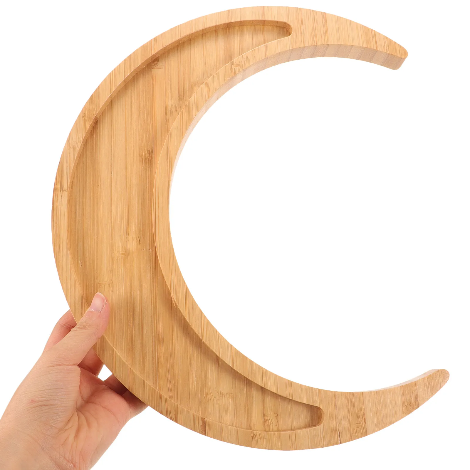 

2Pcs Moon Star Design Bamboo Fruit Tray Multi-Function Serving Dish for Dry Snacks Candies Tea Cups Household Kitchen