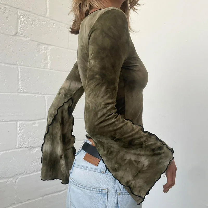 ملابس علوية نسائية برقبة على شكل حرف V ، قمصان كلاسيكية ، قوطية داكنة ، موضة أكوبي ، أكمام مضيئة ، بلوفرات قوطية ، تيشيرتات ، ملابس نسائية ، خريف #5