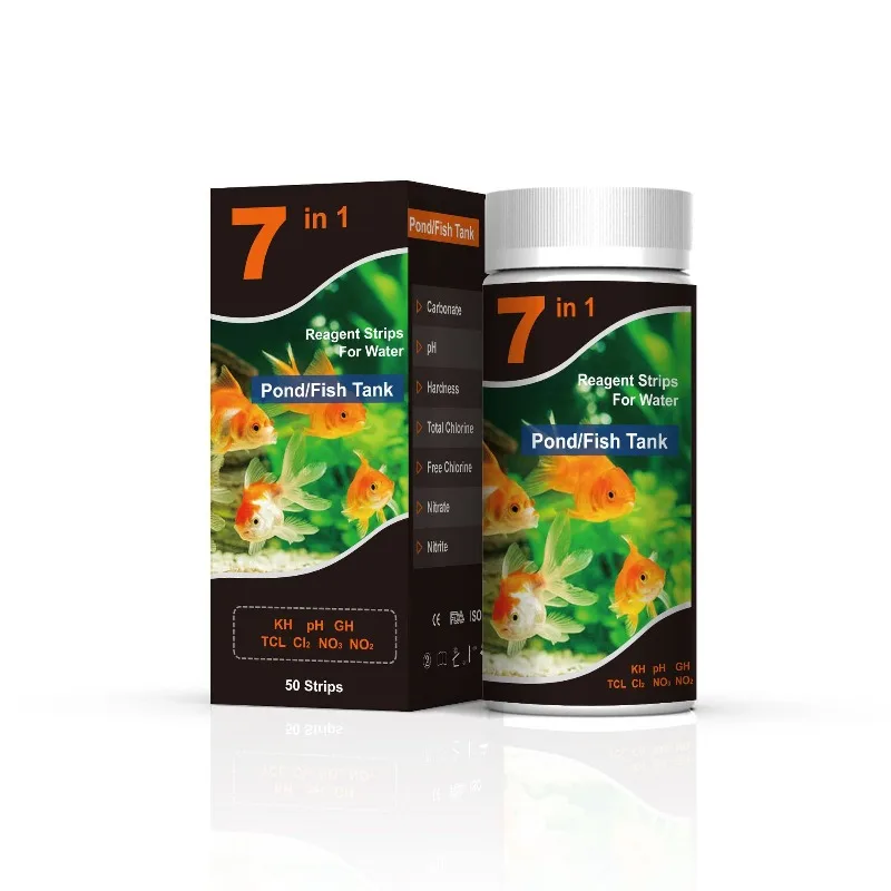 7-in-1 Aquarium Test Strips Professional Water Quality Testing Kit Freshwater Saltwater Fish Tank Measures PH Nitrite Nitrate