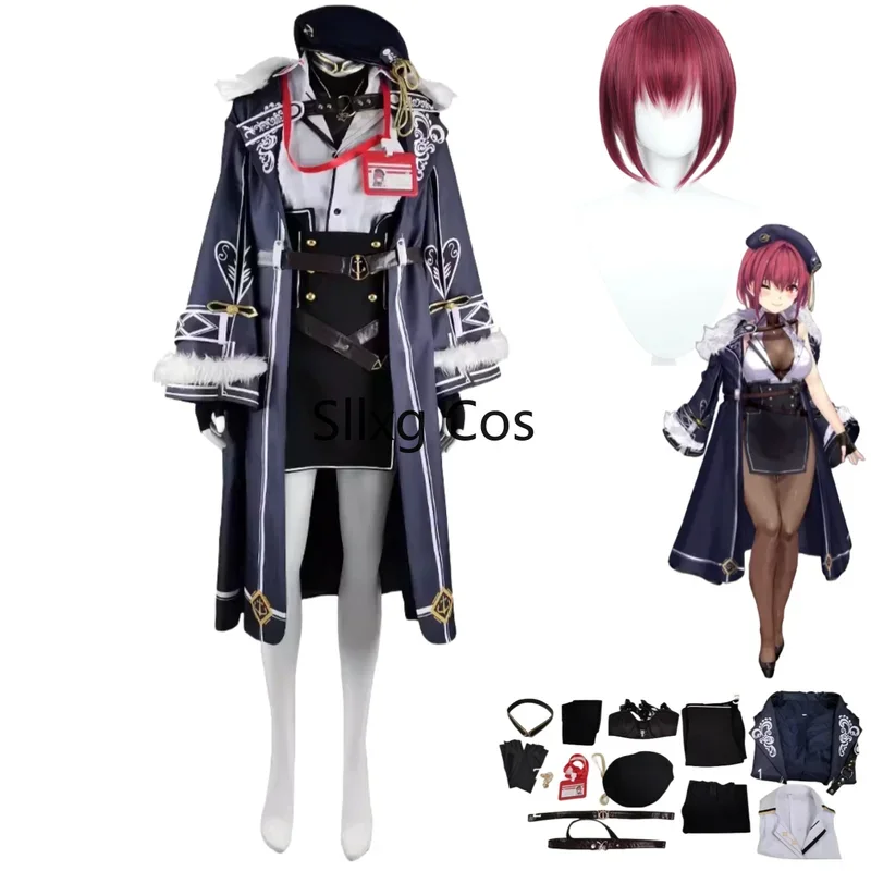

FC6VTuber Virtual YouTuber Nijisanji Houshou Marine Cosplay Costume Wig Captain Uniform Cloak Skirt Woman Sexy Carnival Sui@FC8！