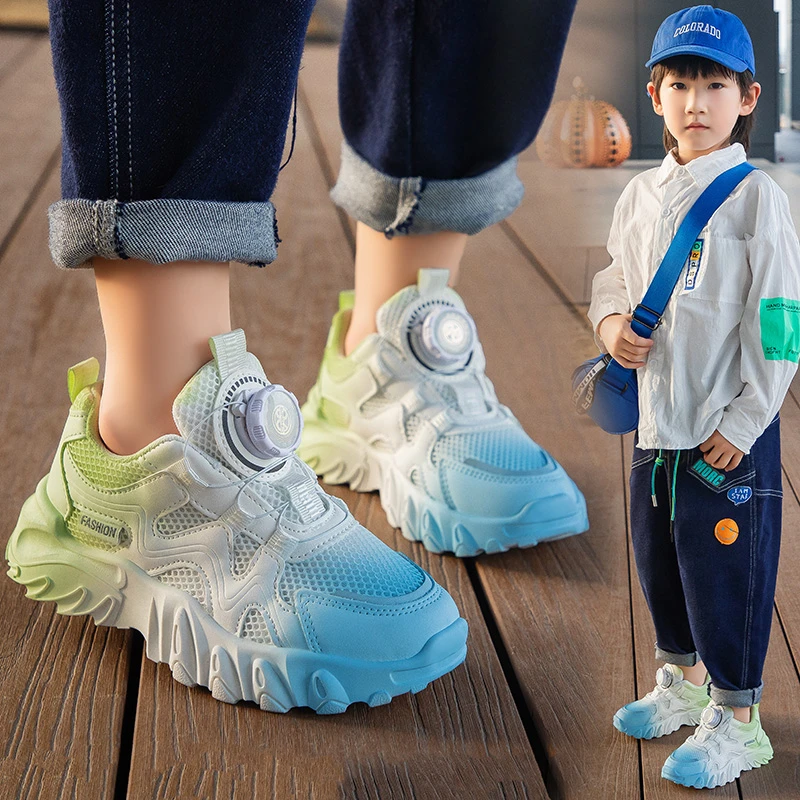 Sandali sportivi per bambini Mesh traspirante colore sfumato ragazzi ragazze scarpe Casual verde fondo morbido antiscivolo sandali per bambini scarpe