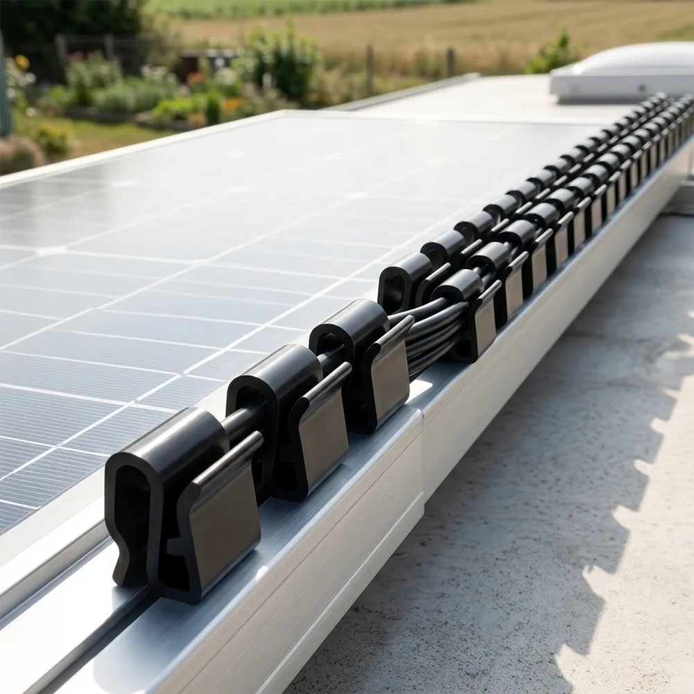 50pcs Solar Panel Wire Clamps Supporting For 2mm to 6.8mm Cables and Compatible with Common Solar Racking Profiles
