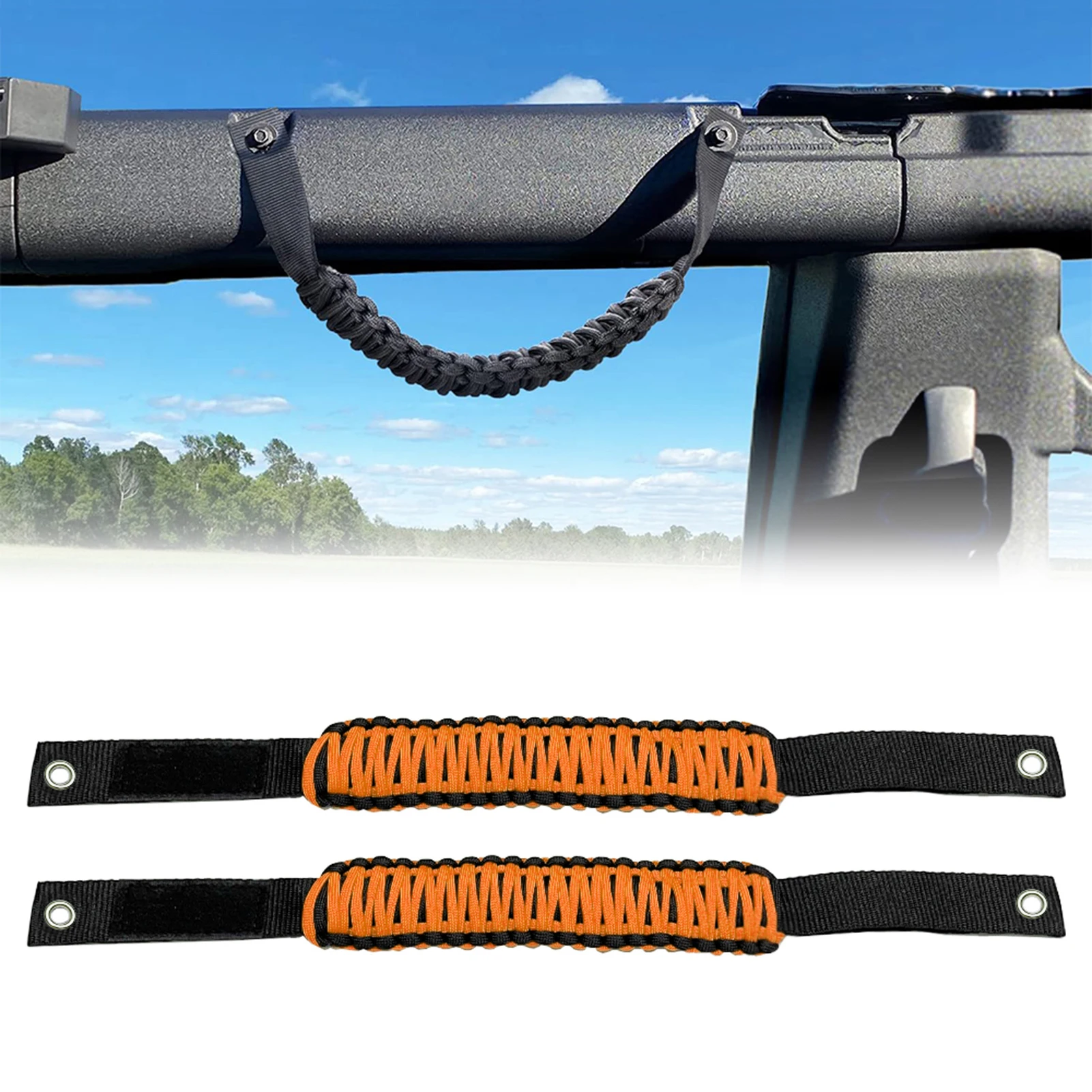 Manijas de agarre de Paracord para coche Ford, manijas de reemplazo de barra de rollo de 2 piezas para Ford Bronco Jeep Wrangler