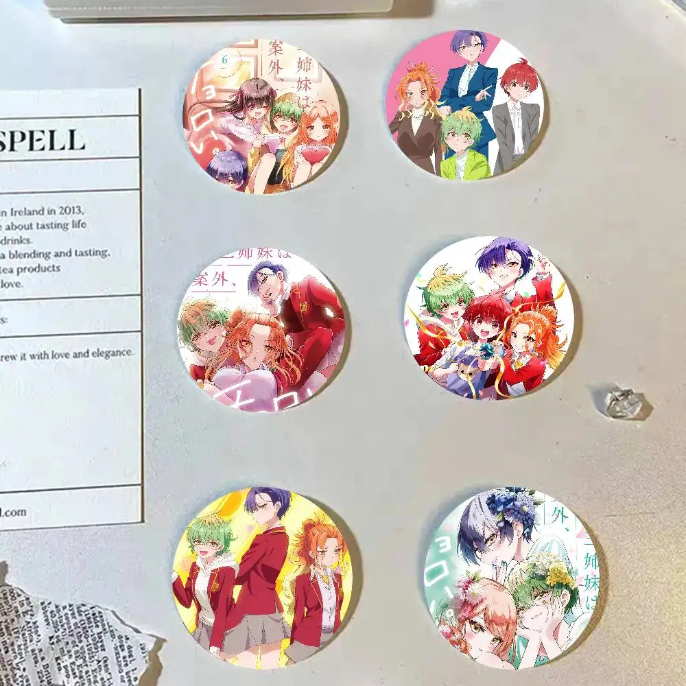 Dealing With The Mikadono Sisters Is A Breeze Cartoon Style Badge Brooches On Backpack Decoration Round Enamel Pins For Accesso