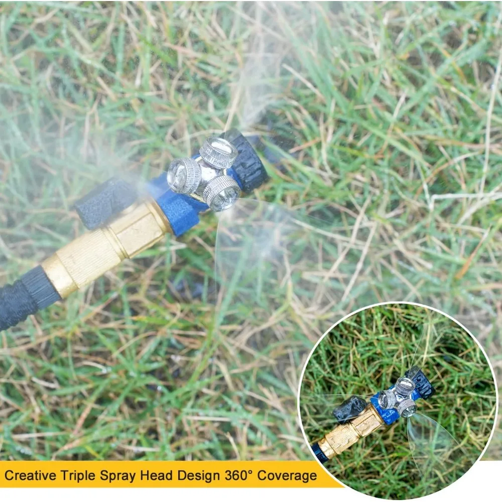 Irrigatore per prato interamente in metallo, confezione da 2, irrigatore da giardino creativo con triplo testa di spruzzo con base a punta, copertura per ampia area a 360 gradi