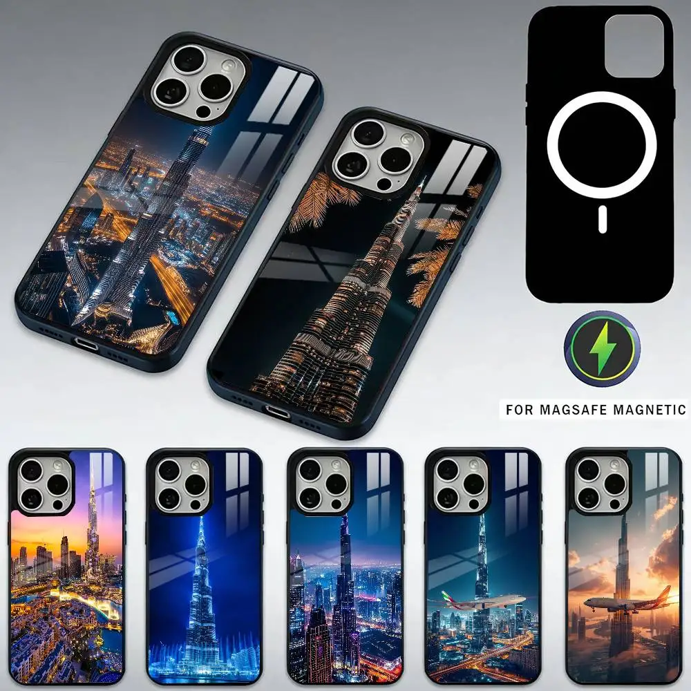 

Dubai Night View Phone Case For iPhone17,16,15,14,13,12,11 Plus,Pro Max Magnetic For Magsafe Wireless Charging