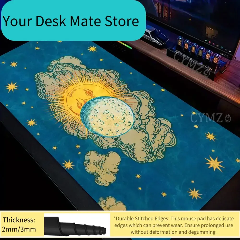 

Vintage Sun & Moon Extended Gaming Mouse Pad Celestial Art Desk Mat Non-Slip Keyboard Pad keyboard mouse mat