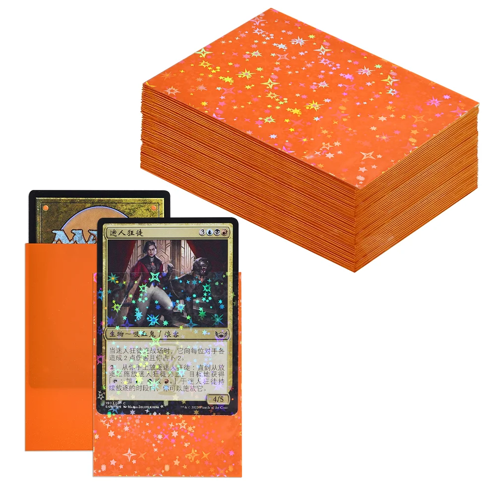 60 Stück Holografische Sternkartenhüllen Standardgröße 66x91mm für TCG/MTG Spielkarten Idol-Foto Sportkarten Schützen Sie Ihre Karten – Detail 8