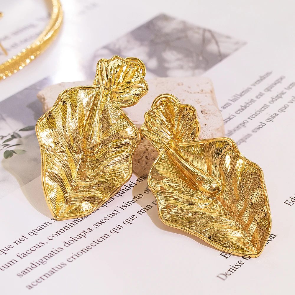 

YTJX Irregular Leaf Earrings Design Classic Design 18K Gold Color Drop Earring Personality Statement Women Jewelry 2025 New