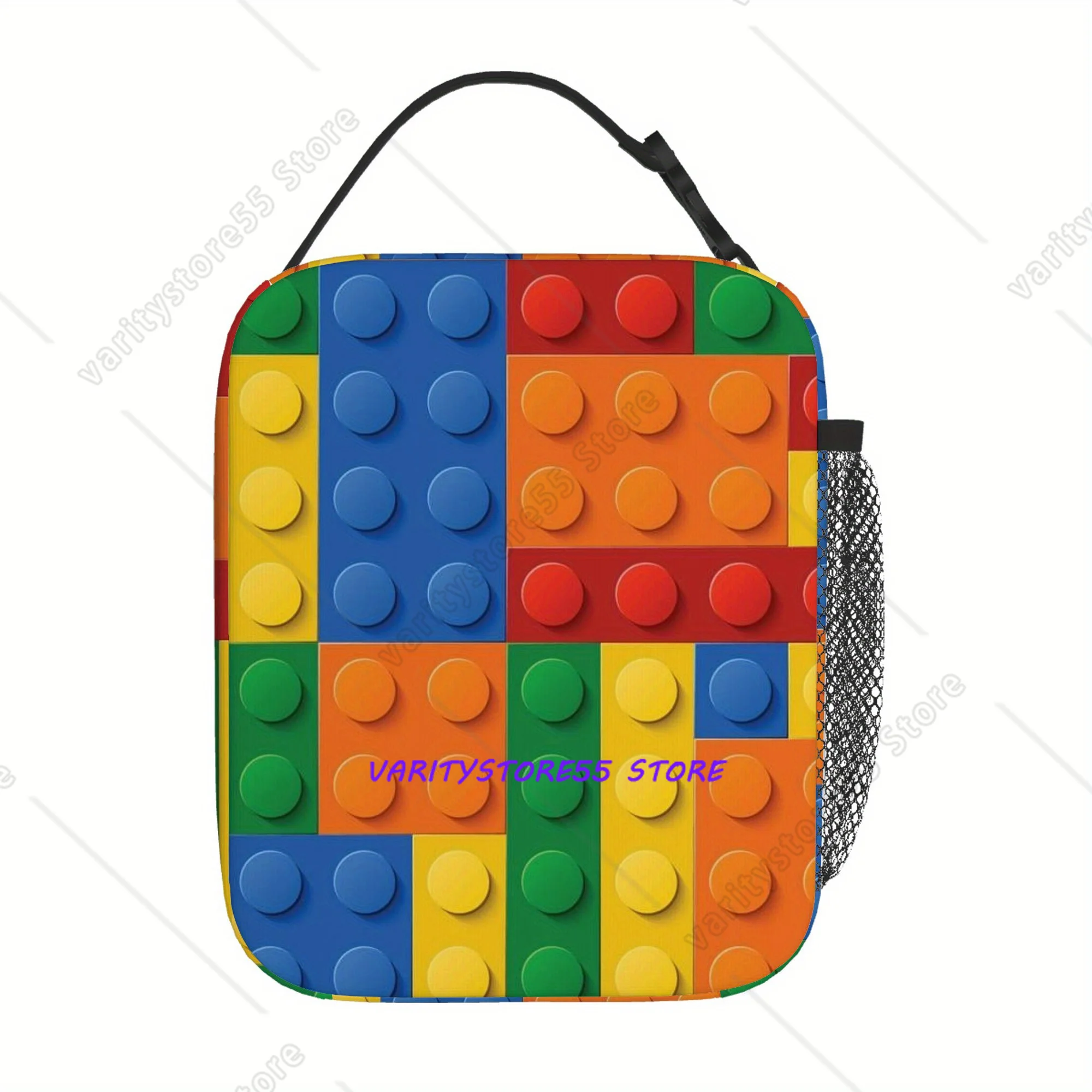 

Building Blocks Lunch Box Reusable Oxford Bento Tote Bag Portable Thermal Lunch Bag for Adults Kids Work School Picnic