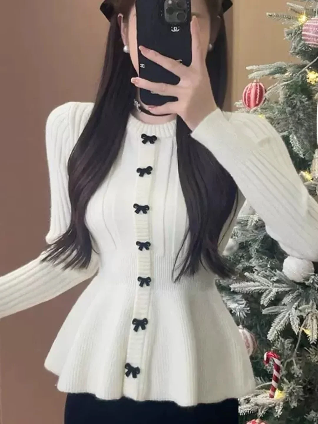 Red  Knot Knitted Top Women's Spring Autumn plus Size Waist Cinched Base Shirt Casual Style Long Sleeve Knitted Sweater