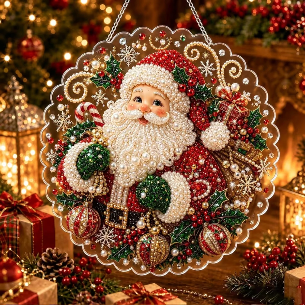 パールダイヤモンドペイントキット、クリスマス、サンタクロース - Art And Craft For Xmas のレビューと価格