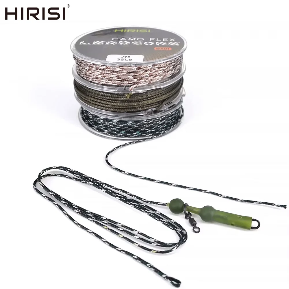 Hirisi Leadcore Carp Fishing Tackle Line 2 Rolls 35LB 7M Make Carp Hair Rigs 3 Color Braided Lead Line carp litcor