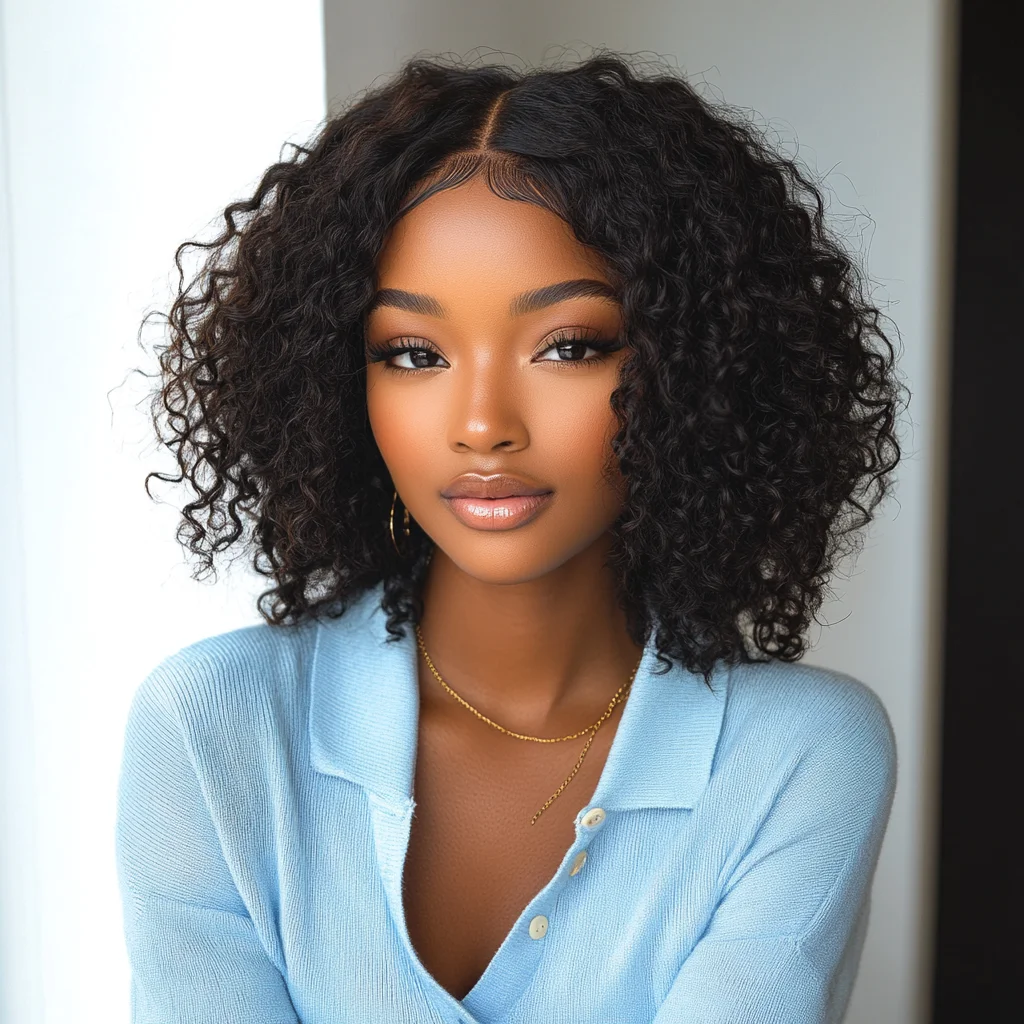 Sleek 100% Real Brazilian Curly Human Hair Wigs For Women Curly Bob Lace Front Wigs 13X6X1 Deep Wave Curly Bob Lace Front Wigs