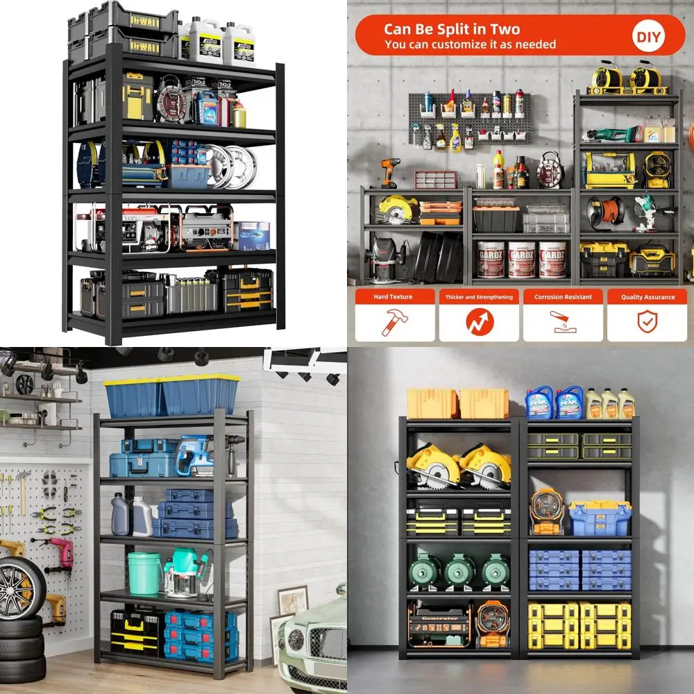 

Heavy Duty 5-Tier Industrial Metal Shelving Unit with 3000 lbs Capacity, Adjustable Storage Racks for Workshops and Storage Solu