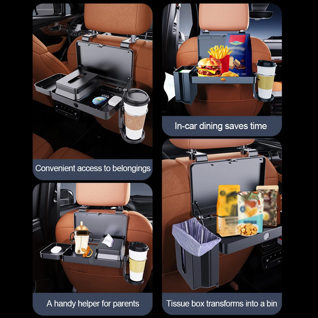 Black Car Headrest Storage Box Multifunctional Rear Seat Organizer Wobbly With Snap-locking Feature Easy To Access