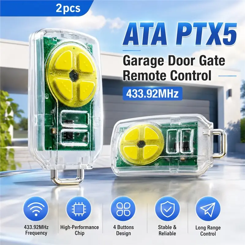 LXYB18B For ATA For Garage Door Opener 433.92Mhz PTX5 2Pcs PTX-5 Triocode GDO PTX5V1 PTX5V2 Rolling Code Handheld Transmitter