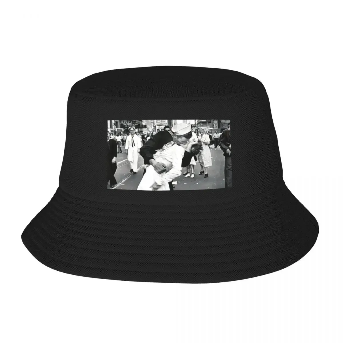 Sailor Kissing In Times Square Poster Bucket Hat Fashion Beach Rugby sun hat Male Women's