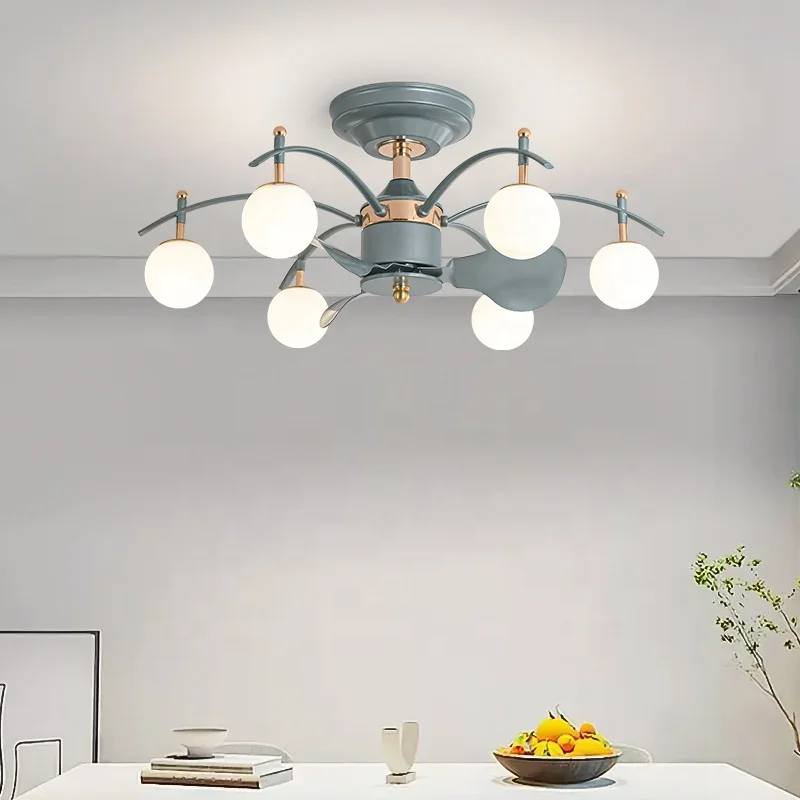 Plafonnier LED avec ventilateur intégré, 20/28 ", silencieux, design moderne, luminaire décoratif de plafond, avec télécommande, idéal pour un salon, meilleure vente, modèle 2807