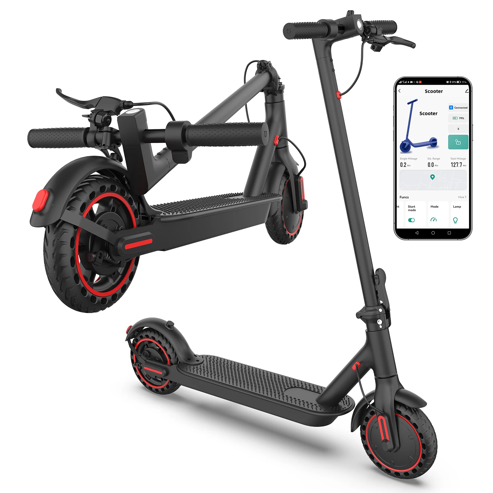 

Hugtoday Electric Scooter 350W 25KM/H APP Smart Control Scooter 8.5 inch Tires WQ-W4 Folding E-Scooter 36V 10Ah Max Range Adult