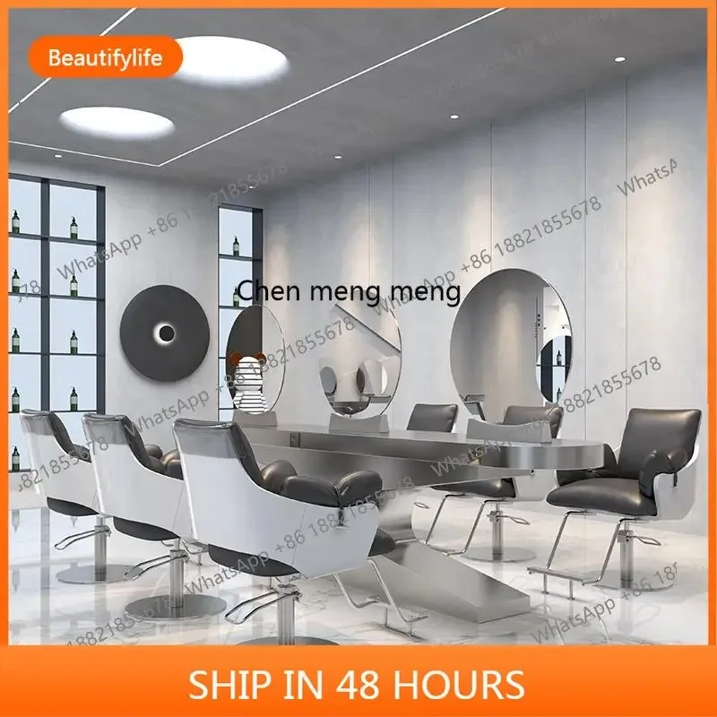 03 Barber salon mirror table hair cutting dyeing and ironing area Perm dyeing table mirror cabinet integrated hair salon special