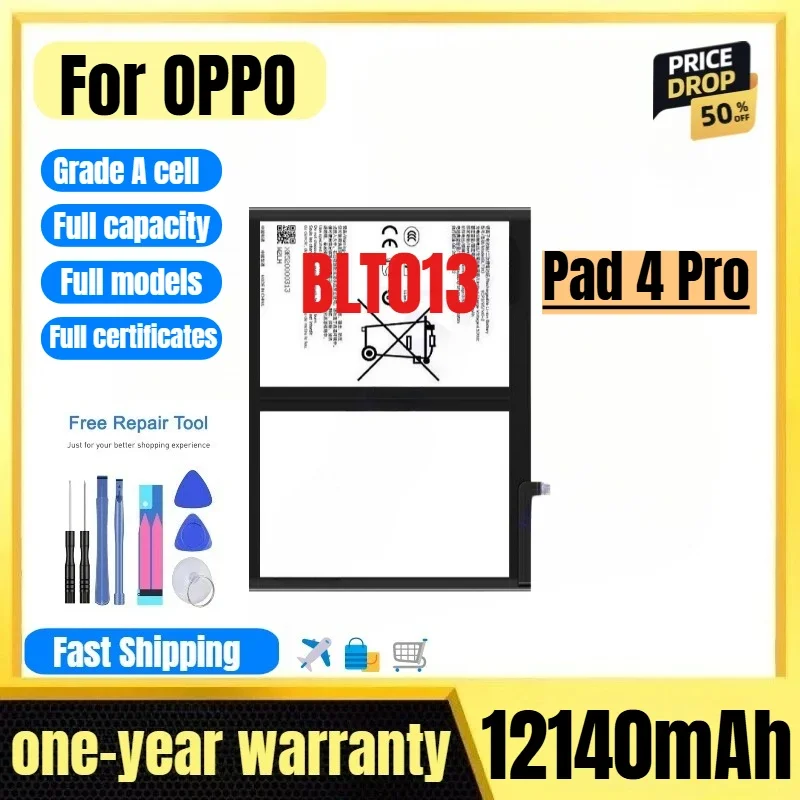 BLT013 for OPPO Pad 4 Pro Tablet Battery Original High Quality High Capacity Battery Replacement Bateria Grade A Cell with Tools