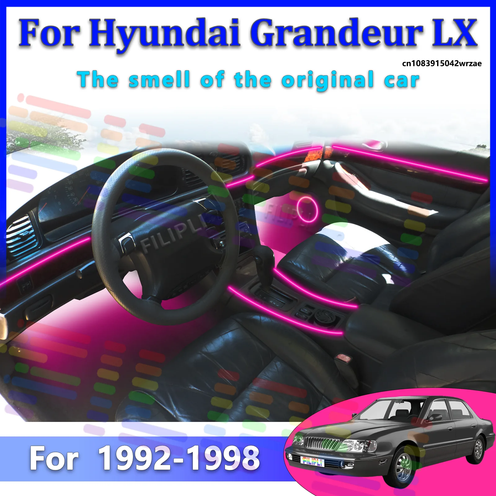

For Hyundai Grandeur LX Car LED Ambient Lamps Colorful Atmosphere Lights Auto Interior Neon Strip App Control 64 RGB Light