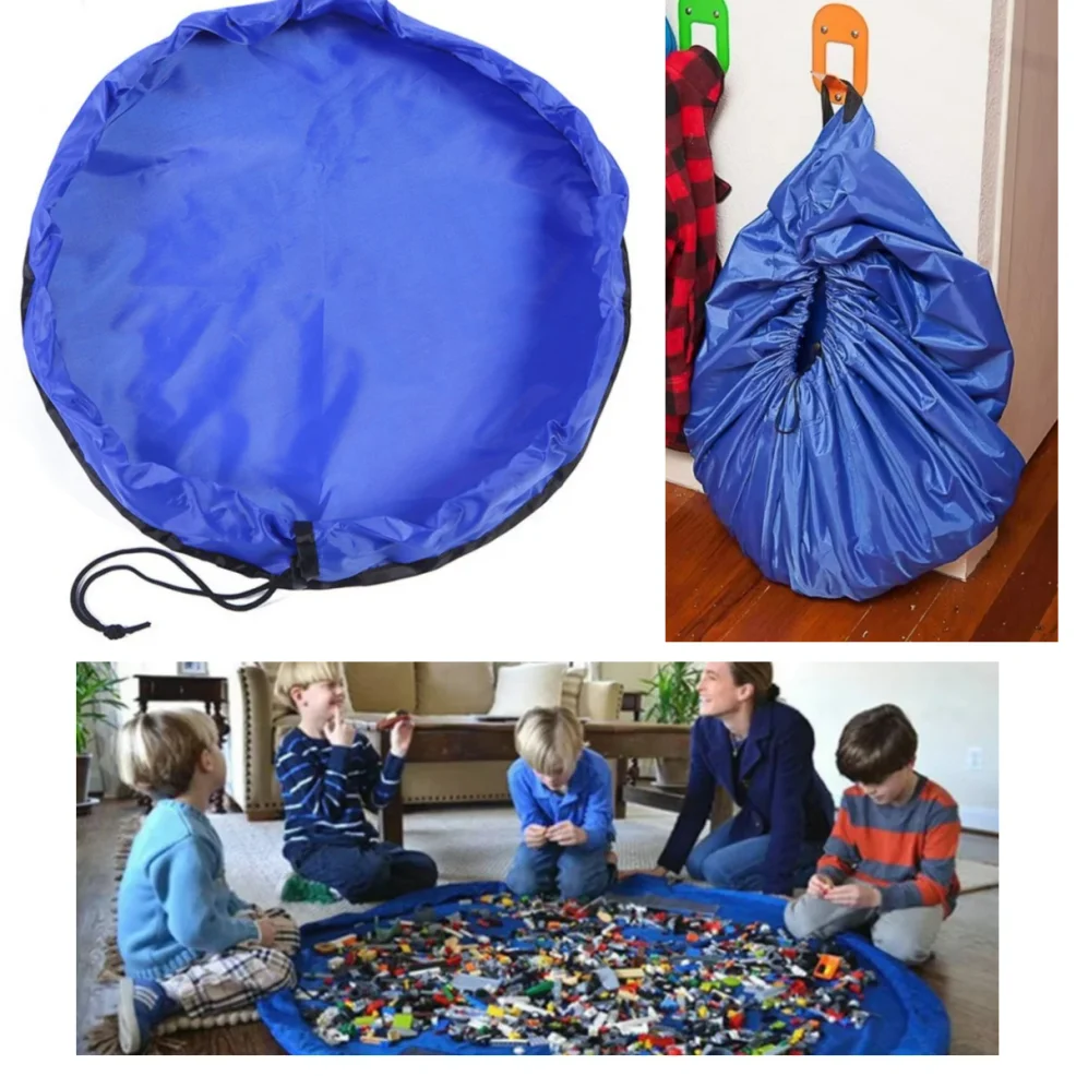 

2 in 1 Portable Children's Drawstring Toys Storage Organizer and Play Mat Kids Toys Quick Storage Bag Large Building Blocks Toys