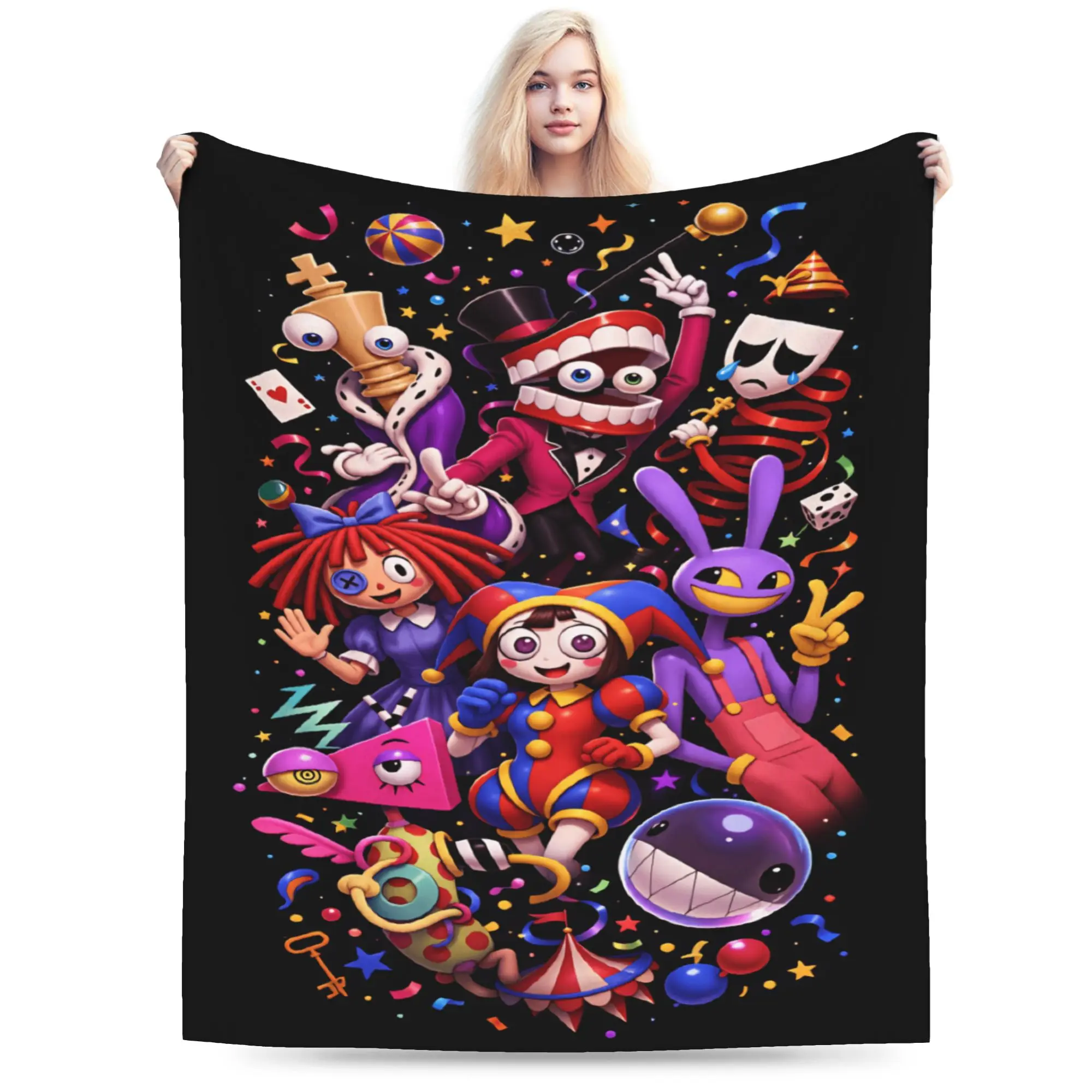 A-Amazing D-Digital C-Circus T-TADC Flannel Blanket Girl  Comfortable Bedding Throws Winter Couch Chair Bedspread Sofa Bed Cover
