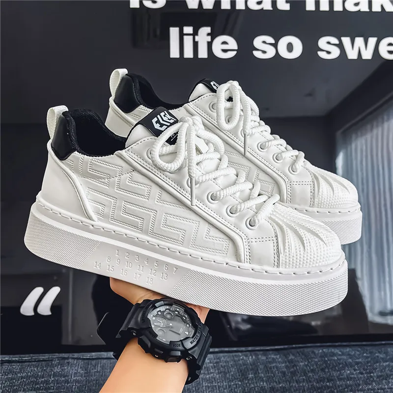 

Men's thick soled casual shoes breathable soft sole four season comfort students white shoes outdoor walking sports board shoes