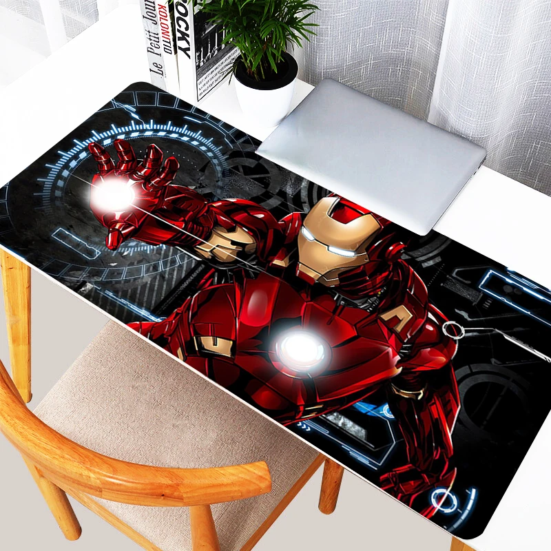 لوحة ماوس أنيمي ألعاب لوحة ماوس ألعاب HD طباعة الرجل الحديدي حصيرة مكتبية أبيض وأسود تلعب حصيرة مكتب خزانة الكمبيوتر لوحة المفاتيح #2