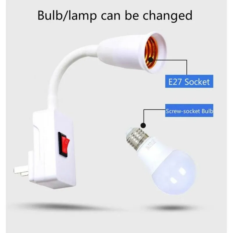 Podstawa gniazda żarówki Uchwyt lampy Adapter światła LED z włącznikiem/wyłącznikiem Elastyczny