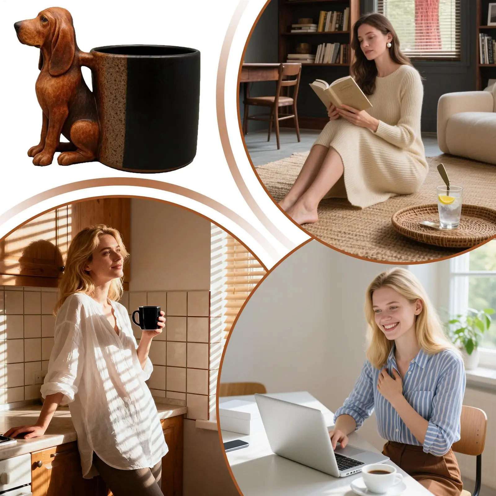 

Tea Mug 3D Dog Shaped Beverage Mug Desktop Beverage Cup for Home Office Living Room Cafe Dining Room Bedroom Coffee Tea Milk
