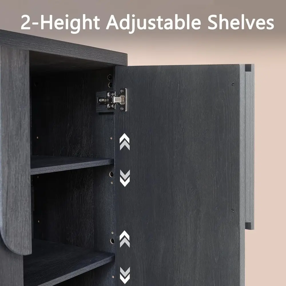 69 Sideboard with Curved Handles, Storage, and Adjustable Shelves for Coffee Bar or Living Space