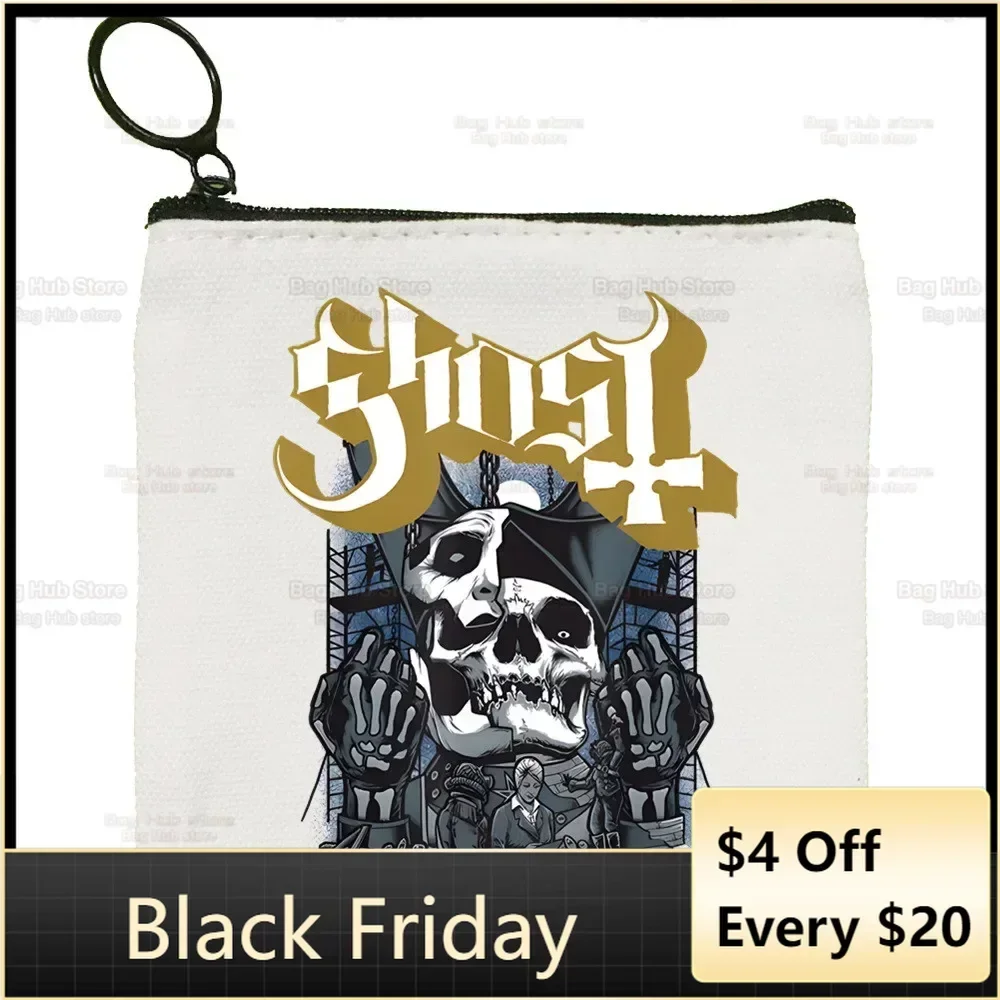 Ghost Band Hard Rock Band Bag Pure White Handmade Ghost B.C. Heavy Metal Cloth Coin Purse Whiteboard  Bag Handbag