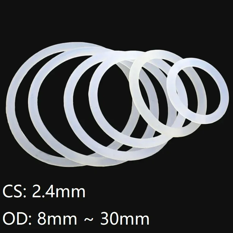 10pcs VMQ White Silicone Ring Gasket CS 2.4mm OD 6 ~ 58mm Food Grade Waterproof Washer Rubber Insulate o-ring rubber ring