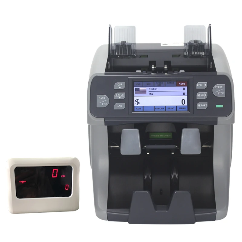 

1+1 Pocket Touch Panel Screen Mixed Total Value Amount Counter Venezuela Bill Notes Counting Machine Mexico Money Counter