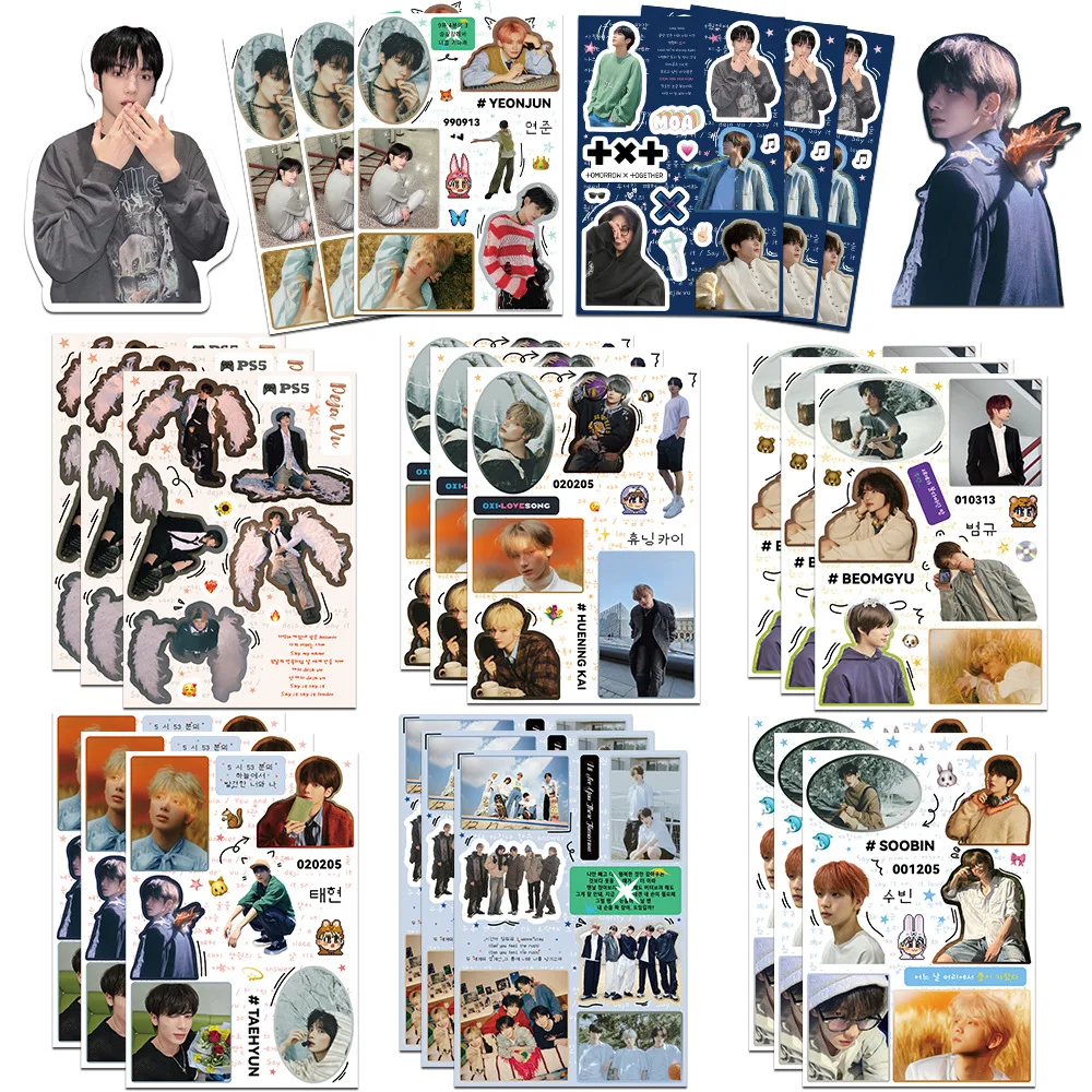 

8 листов KPOP, корейские комбинированные наклейки для мальчиков, водонепроницаемые украшения «сделай сам», чехол для телефона, компьютерный Guka, ручной аккаунт