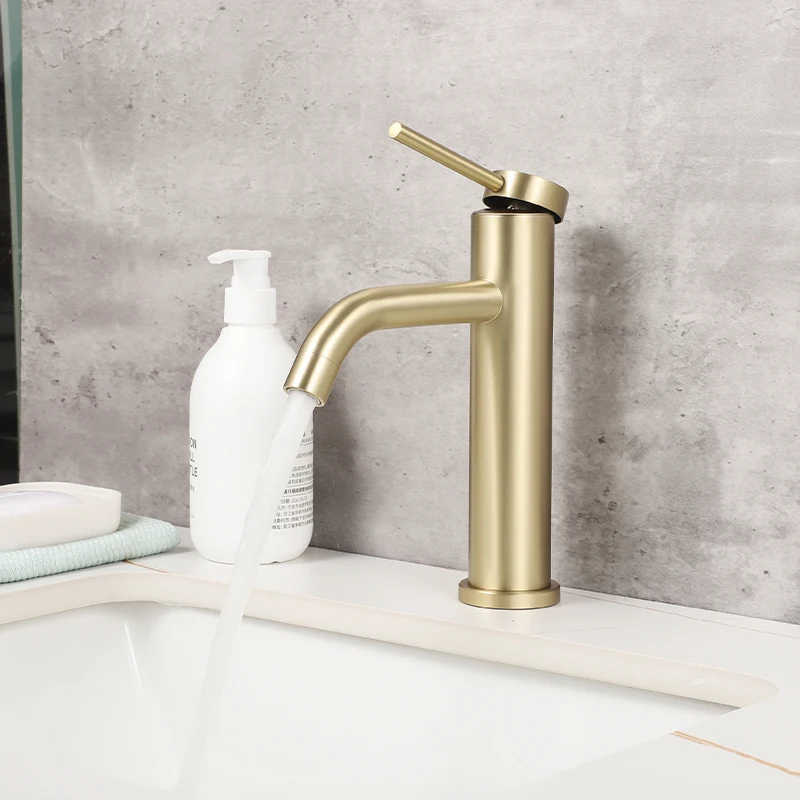 ULA Golden Faucet for Basin Washbasin Water Faucets Hot Cold Water Bathroom Mixer Tap Waterfall Sink Gold Tap