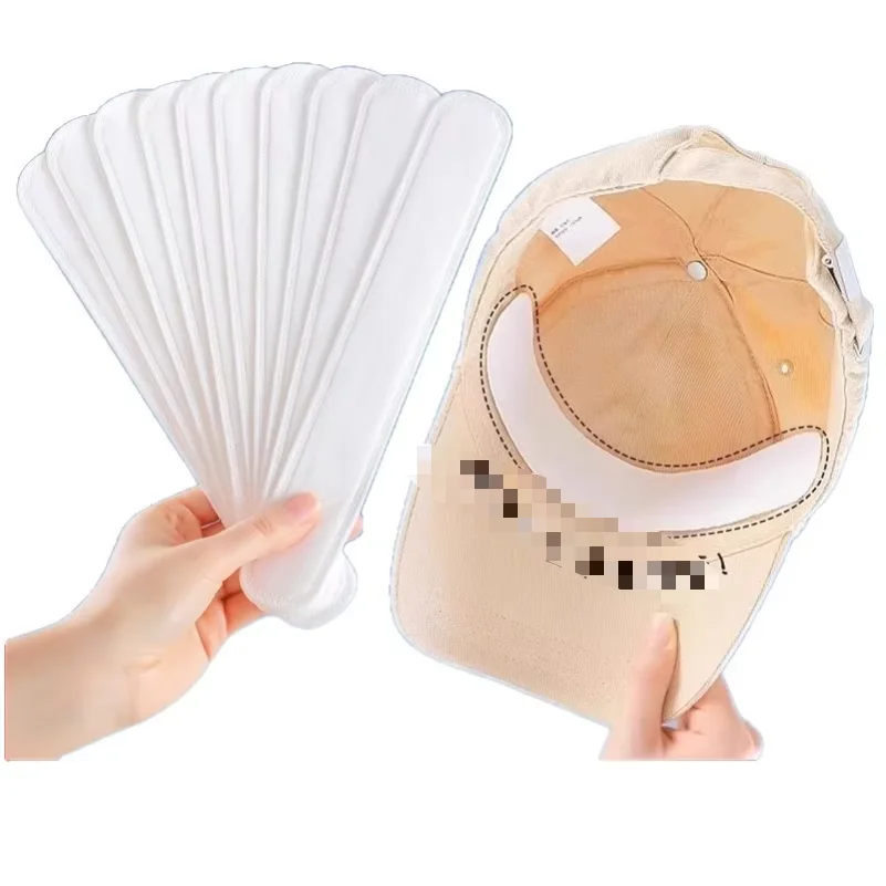 10/20Pcs Hat Sweat Absorber Stickers Summer Cap Liner Bands Sweatband Visor Hats Size Reducer Adhesive Sweat Absorbing Pads